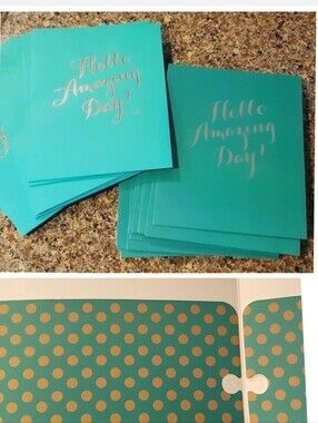 28 HELLO AMAZING DAY BACK TO SCHOOL FOLDERS GREEN SILVER GOLD NEW